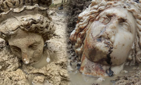 турция, каменная голова древнегреческий бог афродита дионис