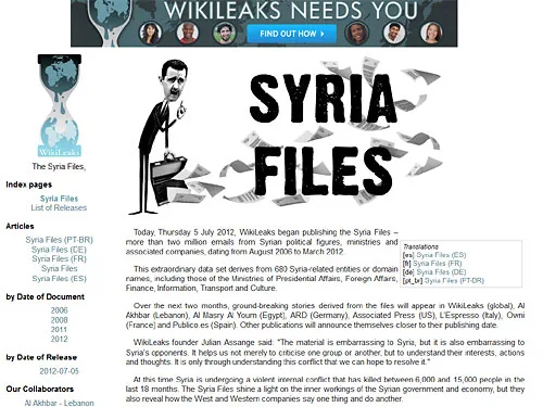 WikiLeaks ищет правду по Сирии: начались публикации материалов