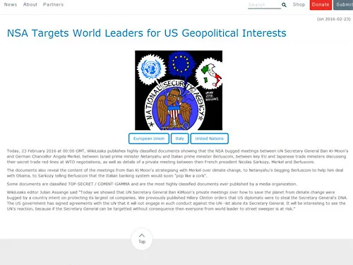WikiLeaks – в интересах нефтяных компаний США следили за Пан Ги Муном, Меркель и Нетаньяху WikiLeaks - в интересах нефтяных компаний США следили за Пан Ги Муном, Меркель и Нетаньяху