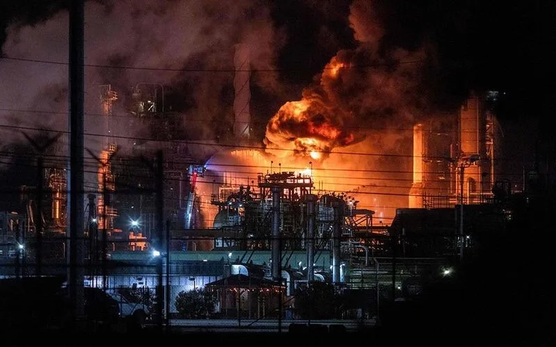 Пожежа на Афіпському нафтопереробному заводі після атаки дронів