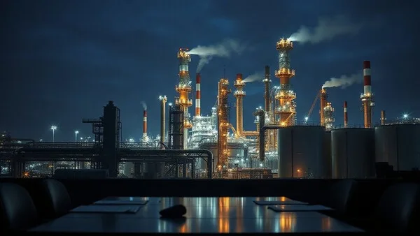 Нафтовий танкер біля індійського порту на тлі прапорів Індії та США