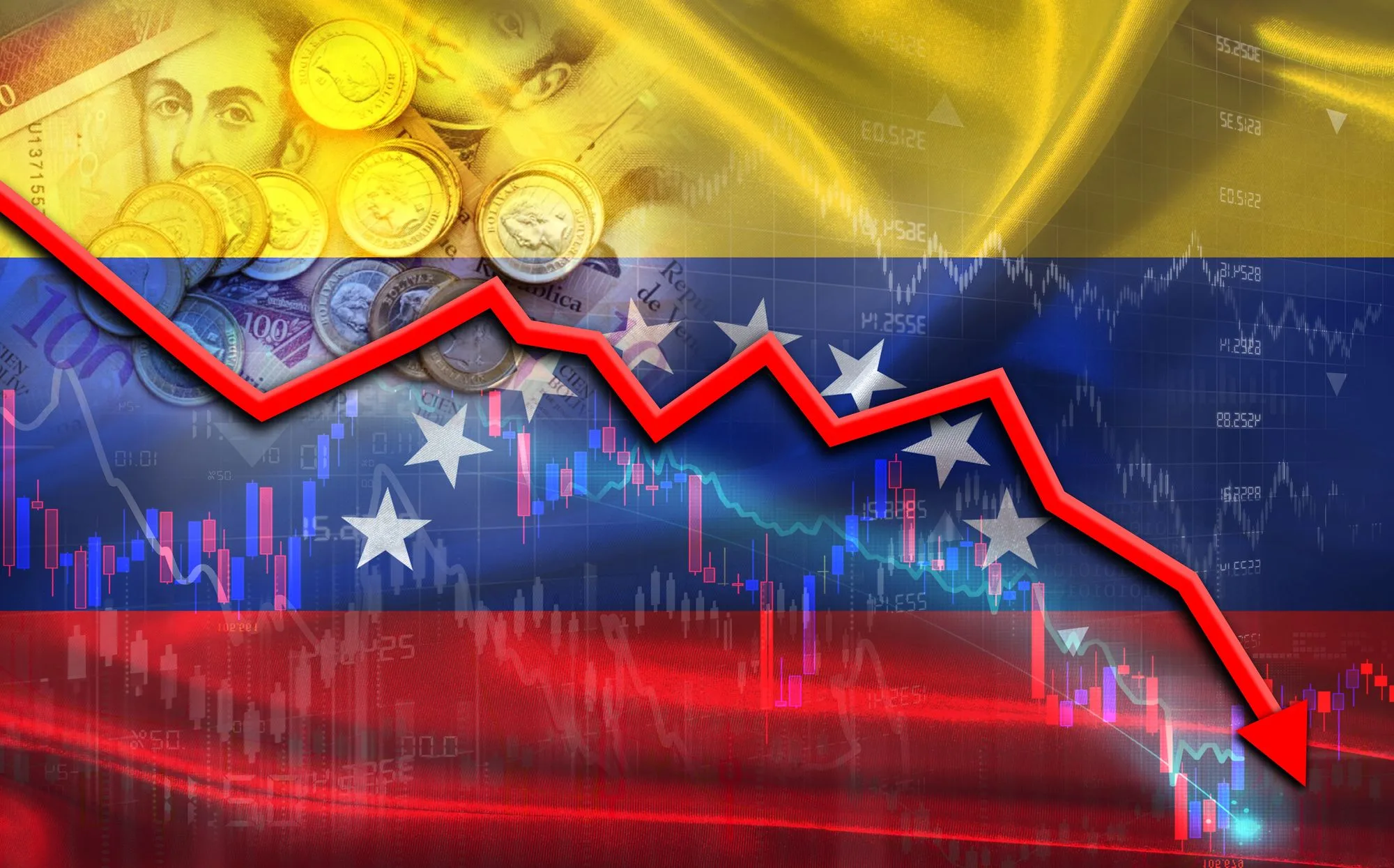 Венесуельські банкноти і продуктовий ринок на тлі сповільнення місячної інфляції