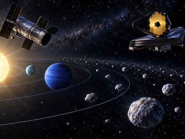 транснептунові обʼєкти Hubble Webb, Hubble, James Webb, транснептунові обʼєкти, Сонячна система